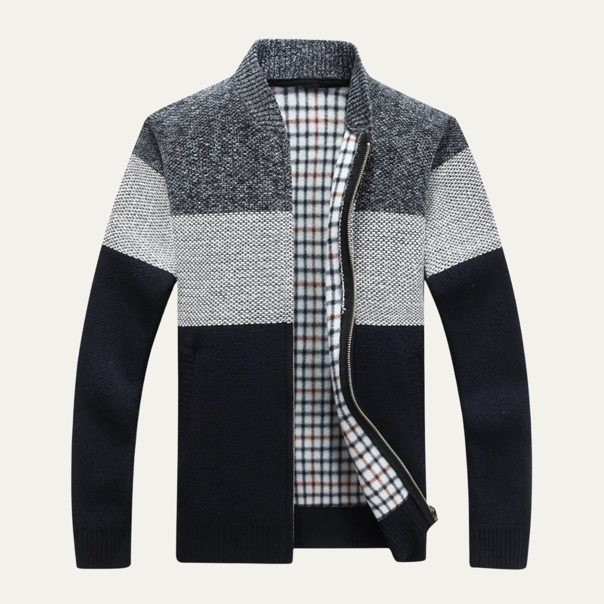 Stylish Men's Multicolor Zipper Sweater Cardigan