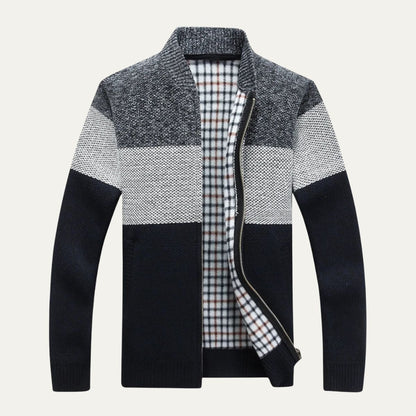 Stylish Men's Multicolor Zipper Sweater Cardigan