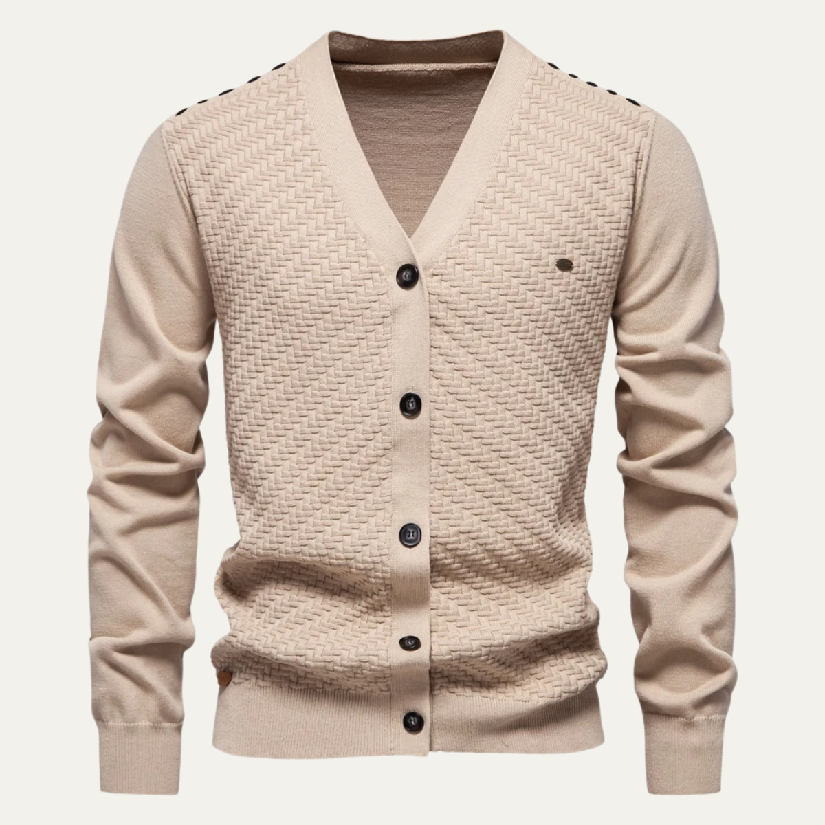 Rugged Mens Cable Knit V Neck Cardigan Sweater - Nocini