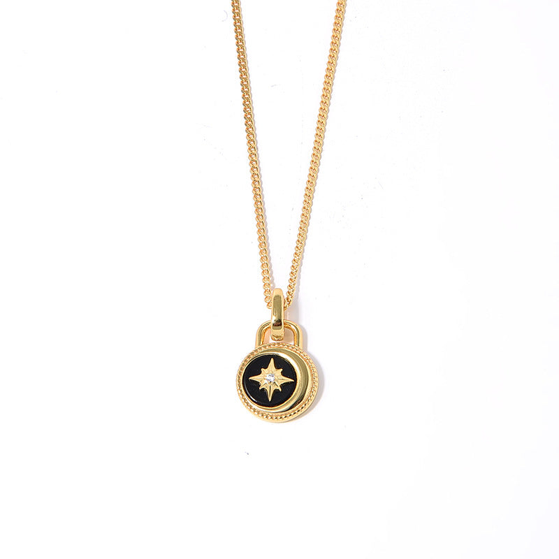 Luxury Silver Gold Chain Black Onyx Pendant Necklace - Pexav