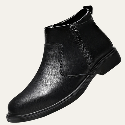 Brown Leather Men's Zip Ankle Boots