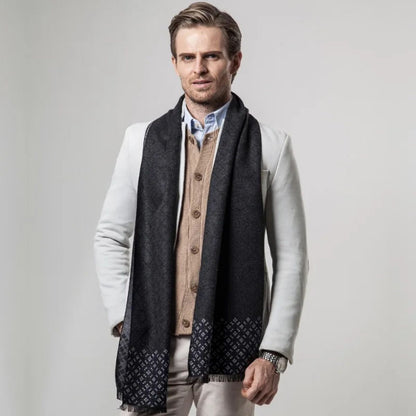 Luxury Black Men's Cashmere Scarf