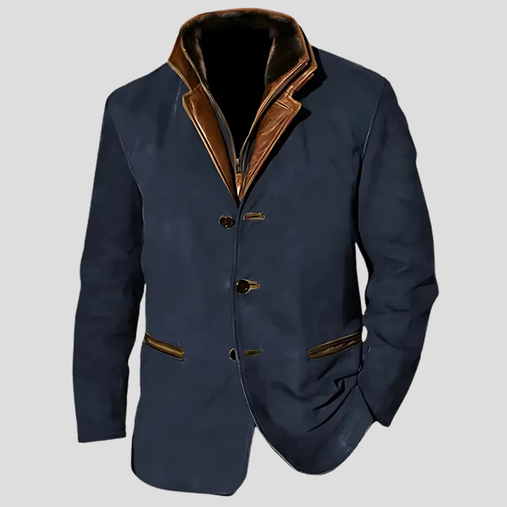 Classic Contrast Collar Men's Jacket - Olytrend
