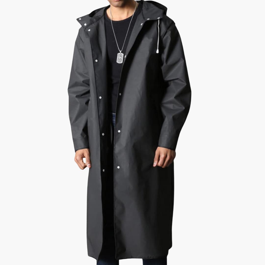 Waterproof Men's Hooded Jacket with Full Zip Closure - Olytrend