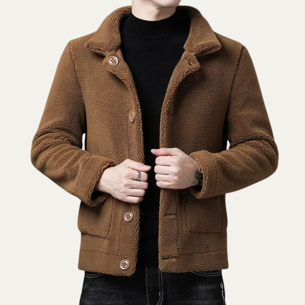 Thermal Men's Fleece Coat with Pockets