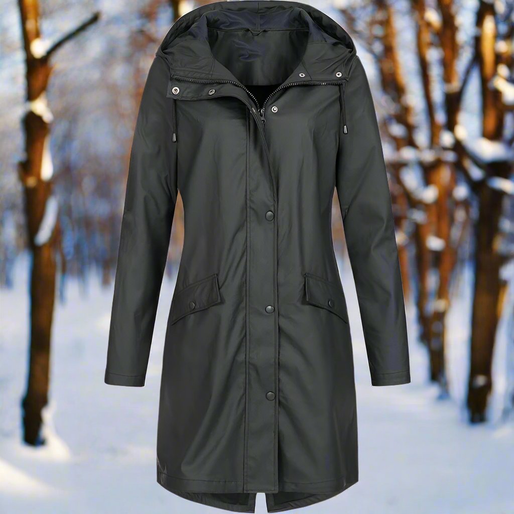 Waterproof Women's Hooded Rain Coat with Pockets - Nocini