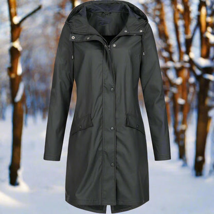 Waterproof Women's Hooded Rain Coat with Pockets - Nocini