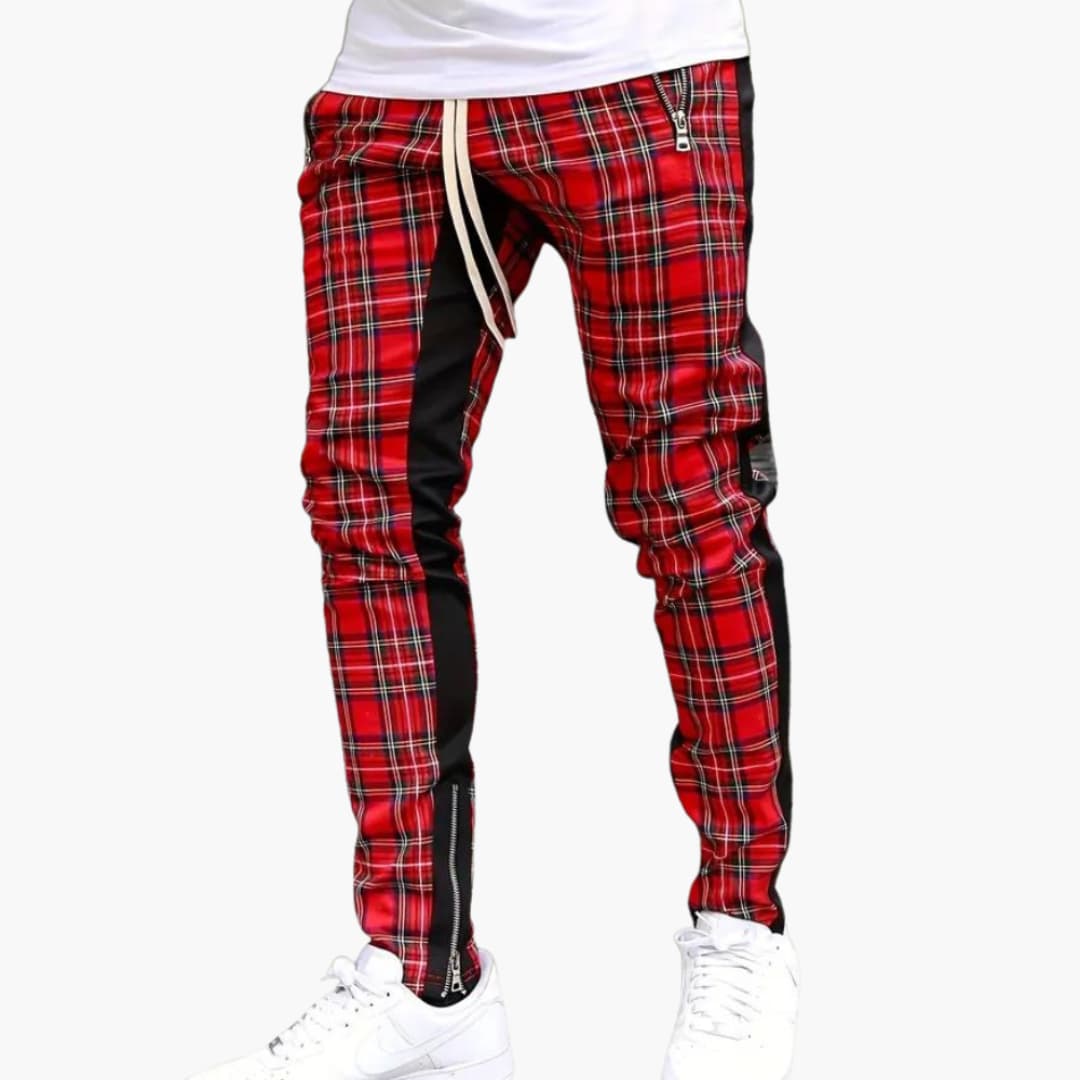 Lightweight Summer Linen Pants with Plaid Design