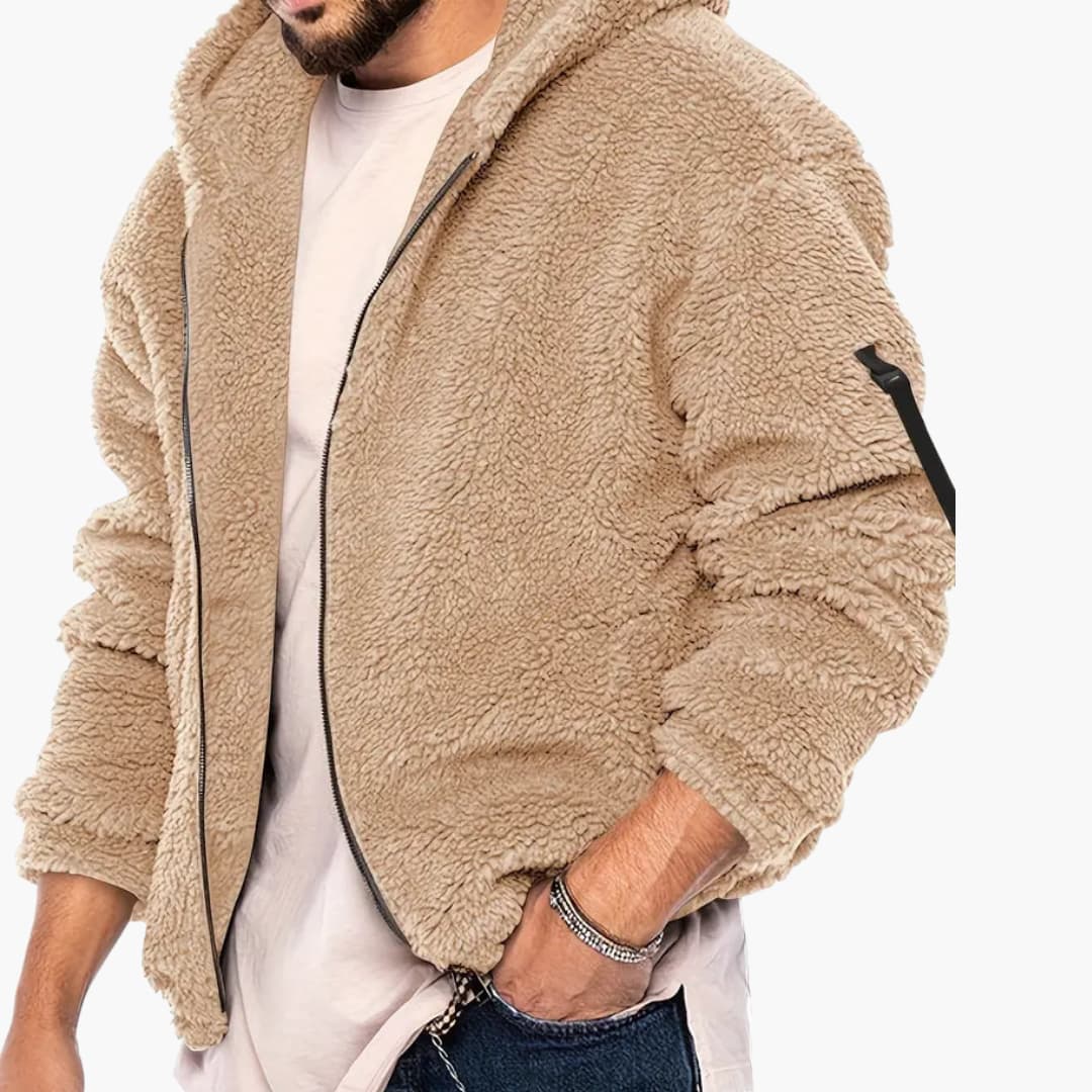 Men's Fleece Zip Up Long Sleeve Jacket