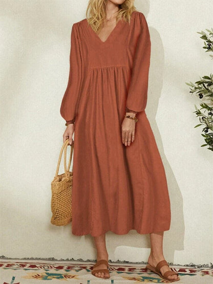 Comfortable V-Neck Maxi Dress for Women - Nocini