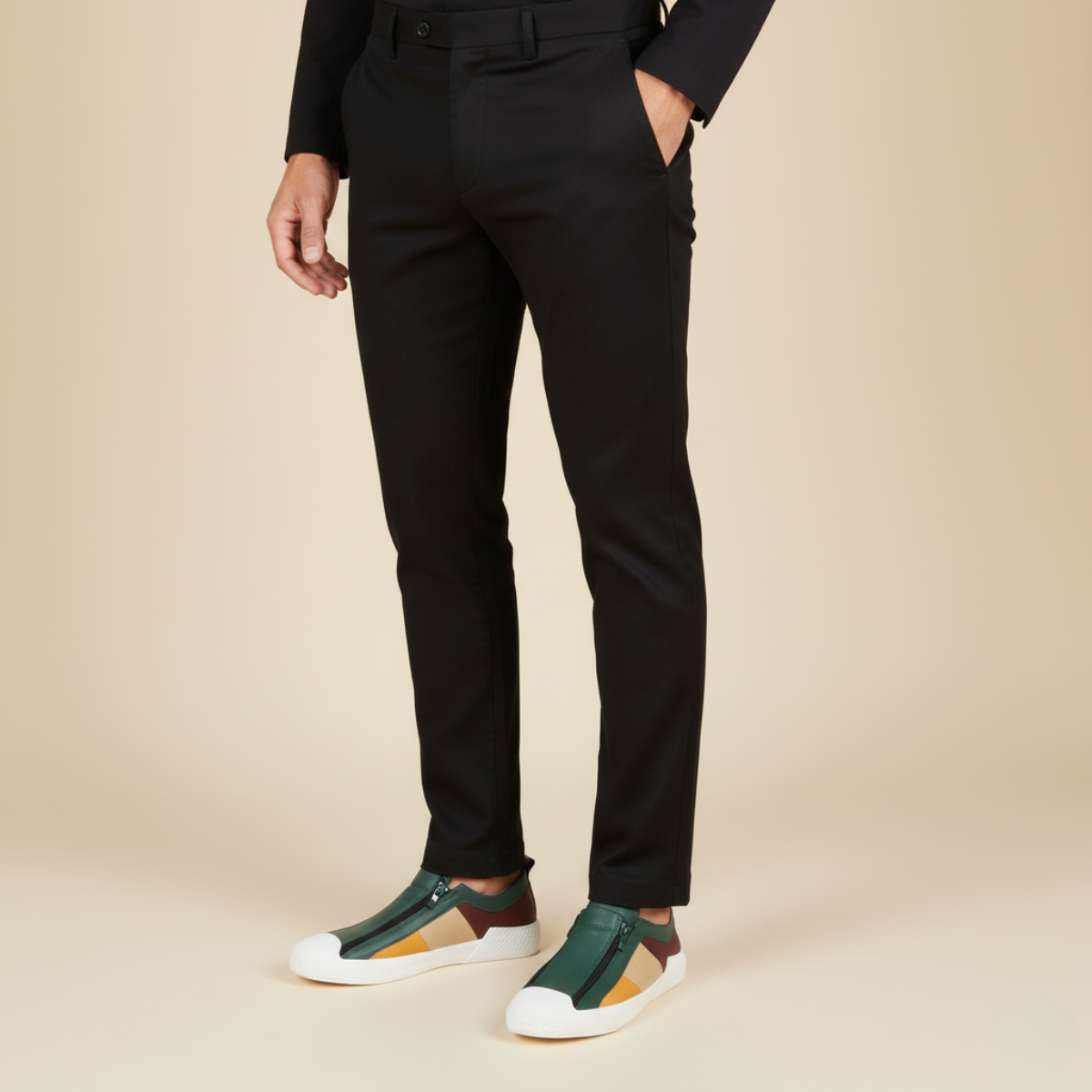 Premium Men's Leather Zip Sneakers