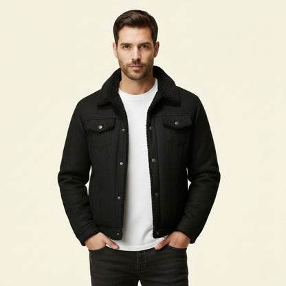 Classic Men's Faux Shearling Leather Coat