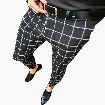 Slim Fit Checkered Mens Casual Pants
