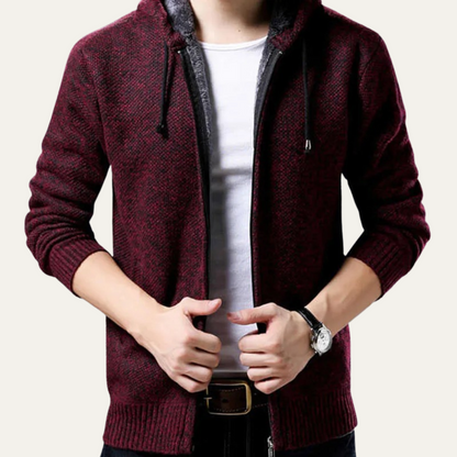 Relaxed Fit Men's Knitted Zip Hoodie Jacket