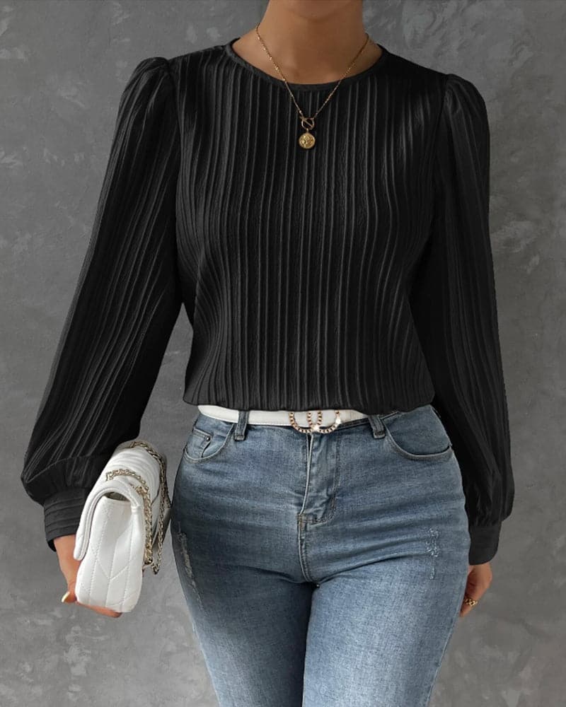 Ladies Floral Ruffle Neck Blouse