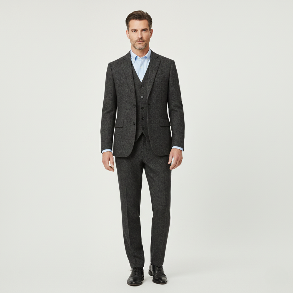 Classic Men's 3 Piece Tweed Suit - Slim Fit Jacket, Waistcoat & Trousers