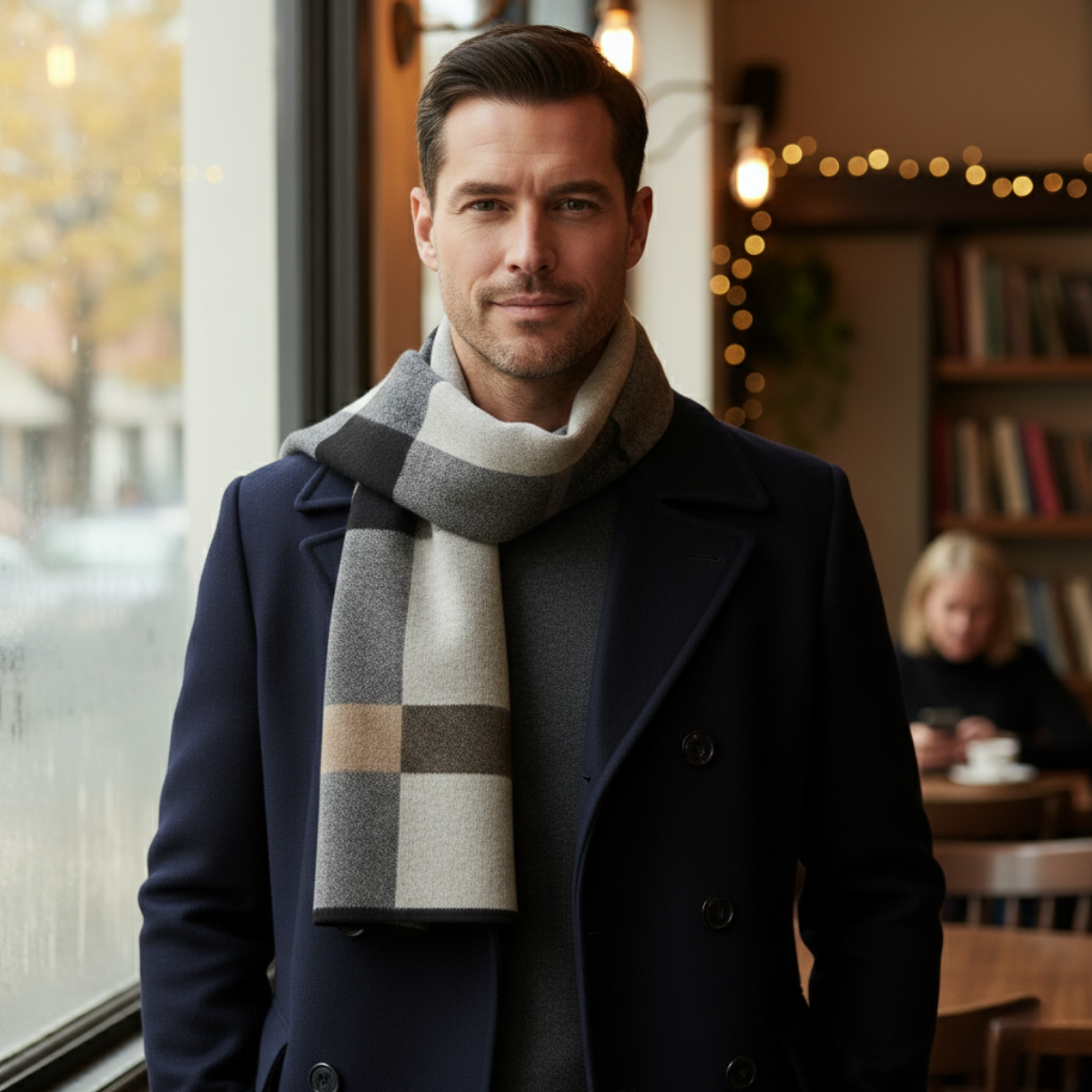 Traditional Plaid Men's Wool Scarf