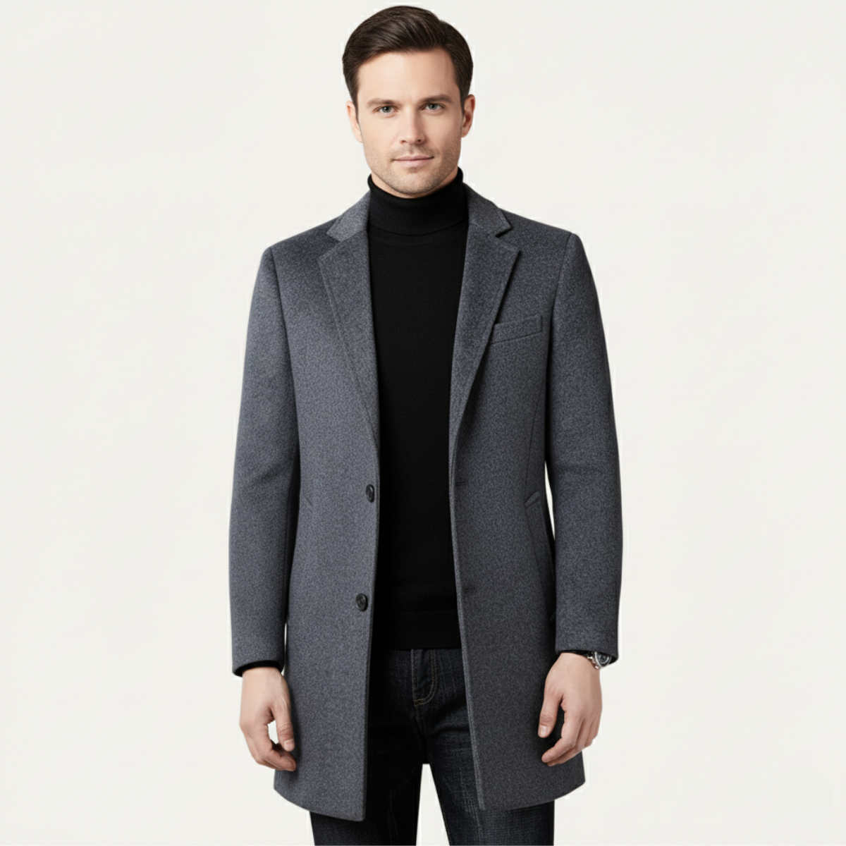 Classic Men's Wool Smart Overcoat