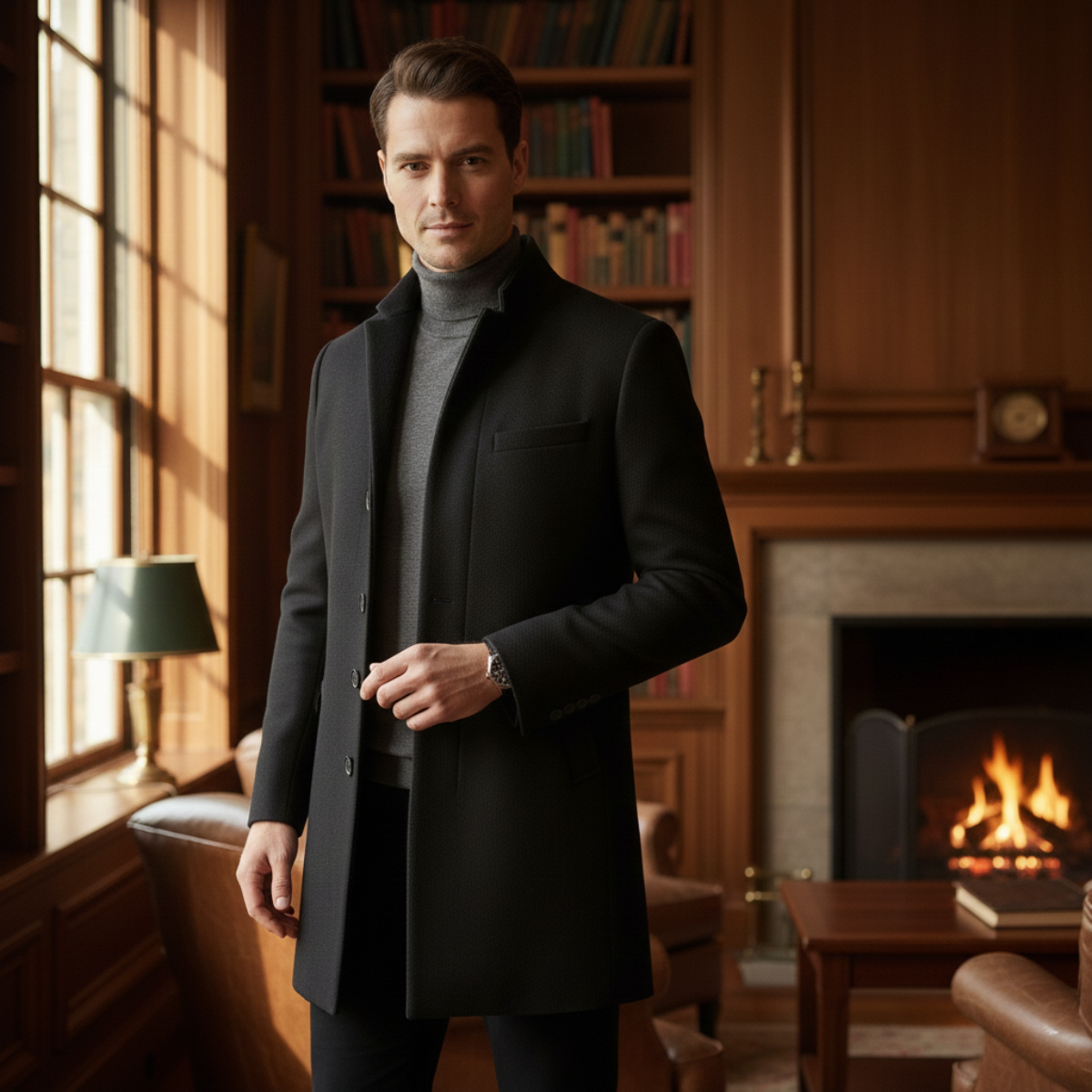 Timeless Water Resistant Mens Trench Coat