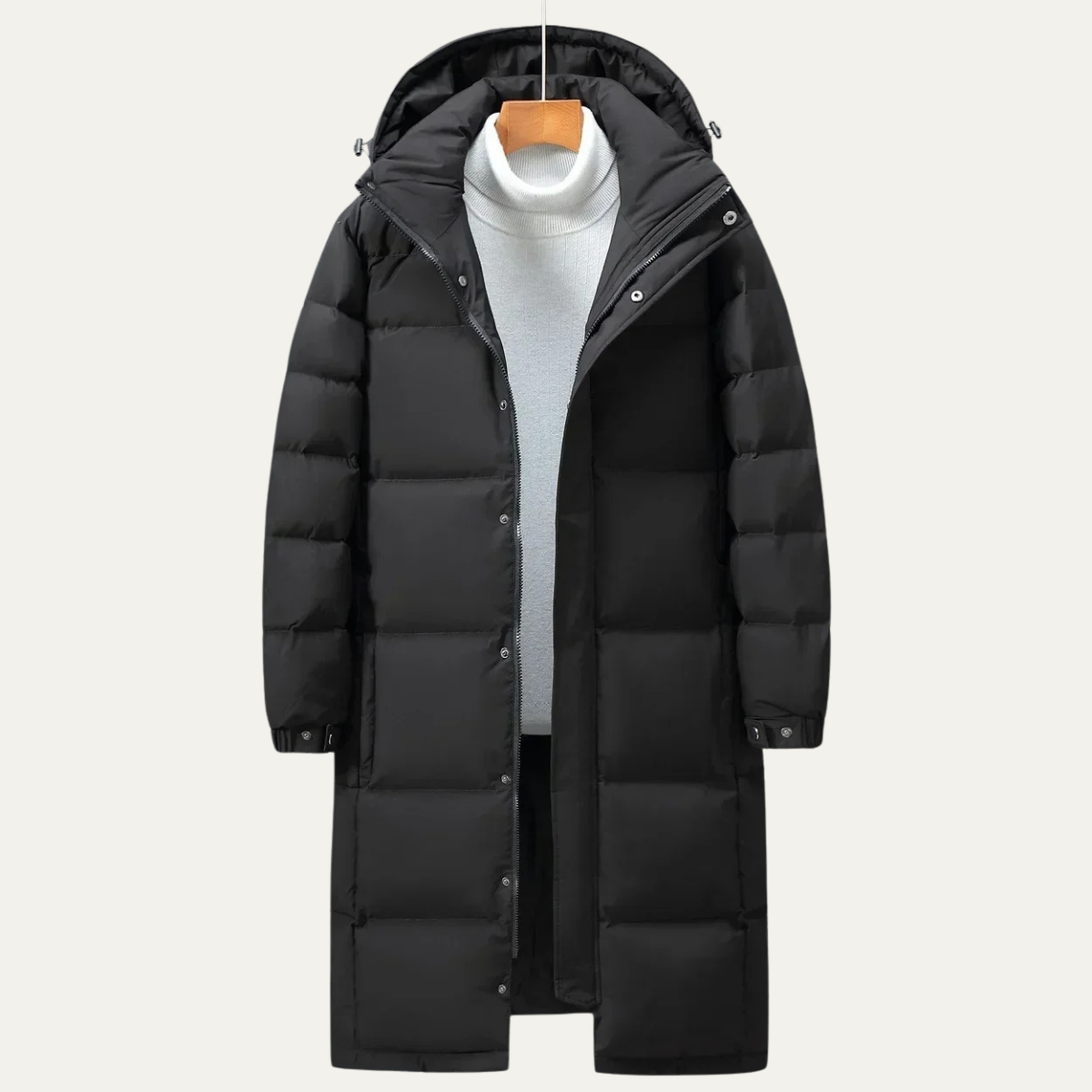 Warm Men's Black Down Parka Jacket