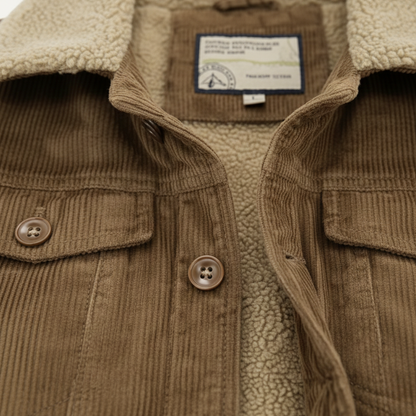 Warm Mens Corduroy Fleece Lined Winter Coat