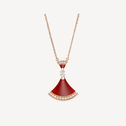 Luxurious Red Agate Silver Gold Pendant Necklace - Pexav