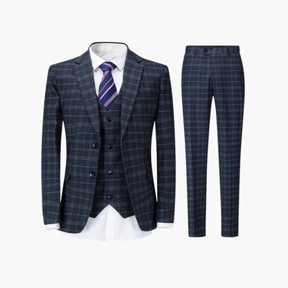 Classic 3-Piece Suit with Plaid Pants - Olytrend