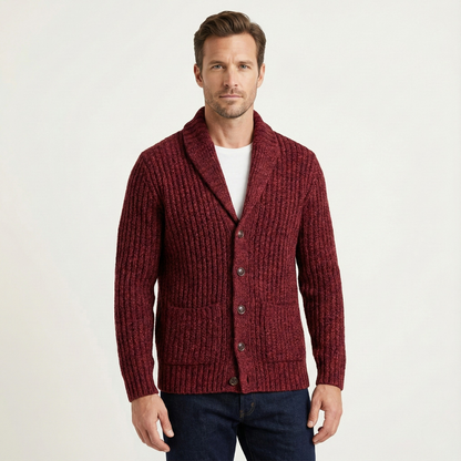 Thick Knit Men's Shawl Collar Sweater Cardigan