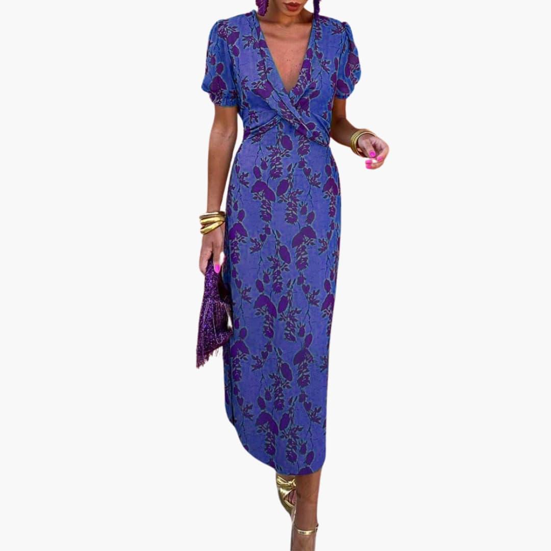 Chic V-Neck Floral Summer Dress for Women