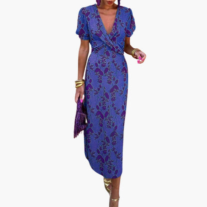 Chic V-Neck Floral Summer Dress for Women