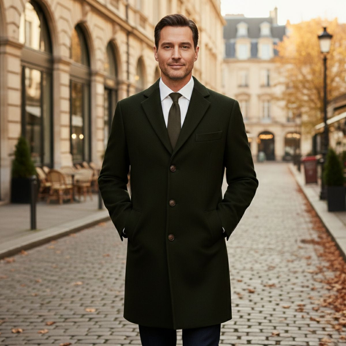Stylish Men's Wool Blend Single Button Coat