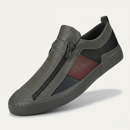 Premium Men's Leather Zip Sneakers