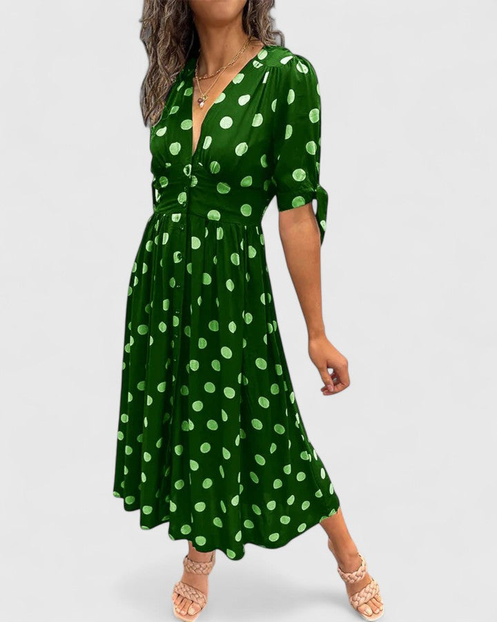 Elegant Spot Print Women's Dress - Olytrend