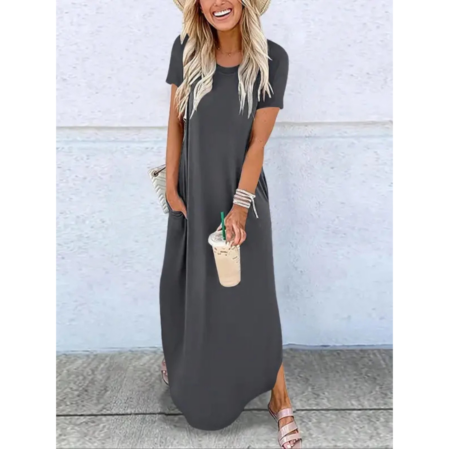 Relaxed Fit Women's Sundress with Round Neckline - Olytrend