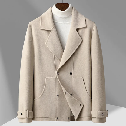 Classic Men's Wool Double Breasted Navy Pea Coat