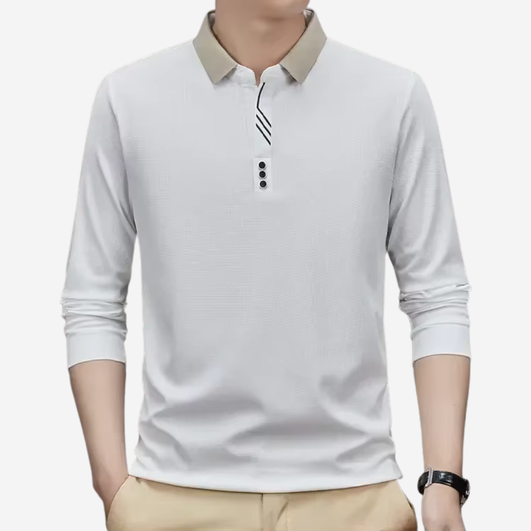 Relaxed Fit Mens Long Sleeve Polo Shirt