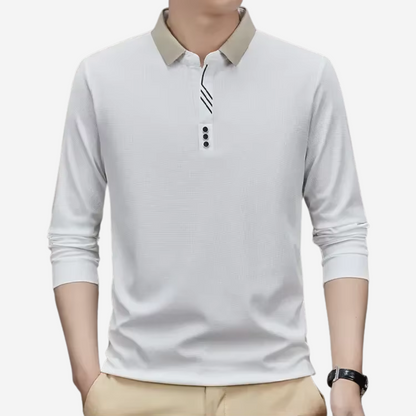 Relaxed Fit Mens Long Sleeve Polo Shirt