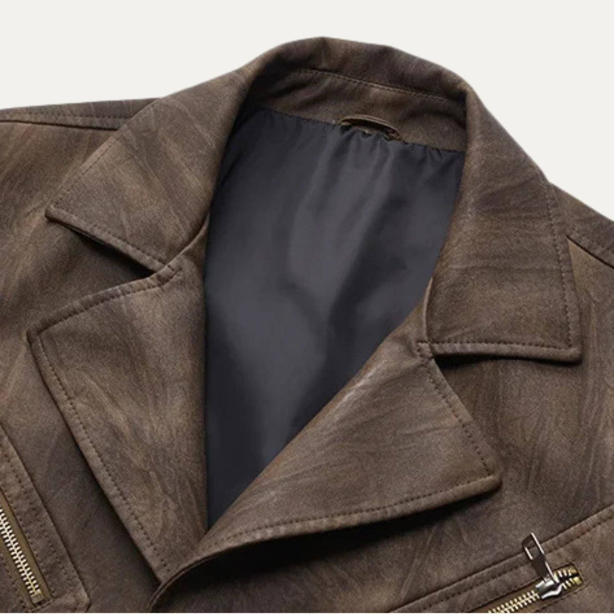 Classic Men's Brown Leather Blazer Jacket