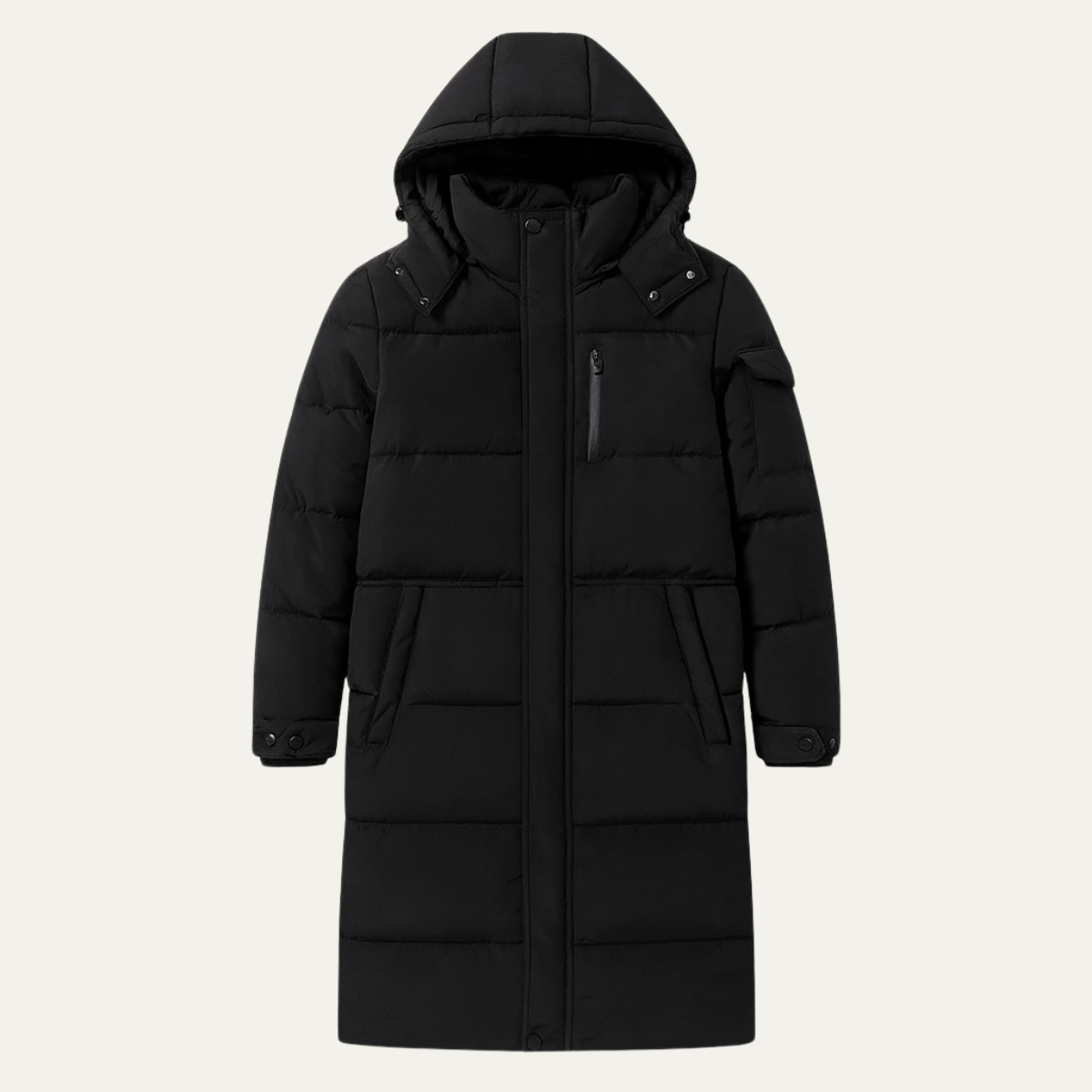 Warm Men's Black Down Parka Coat with Hood - Nocini