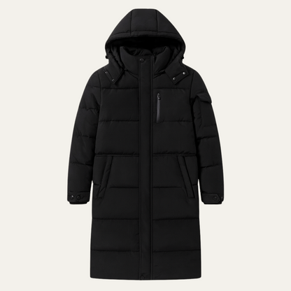 Warm Men's Black Down Parka Coat with Hood - Nocini