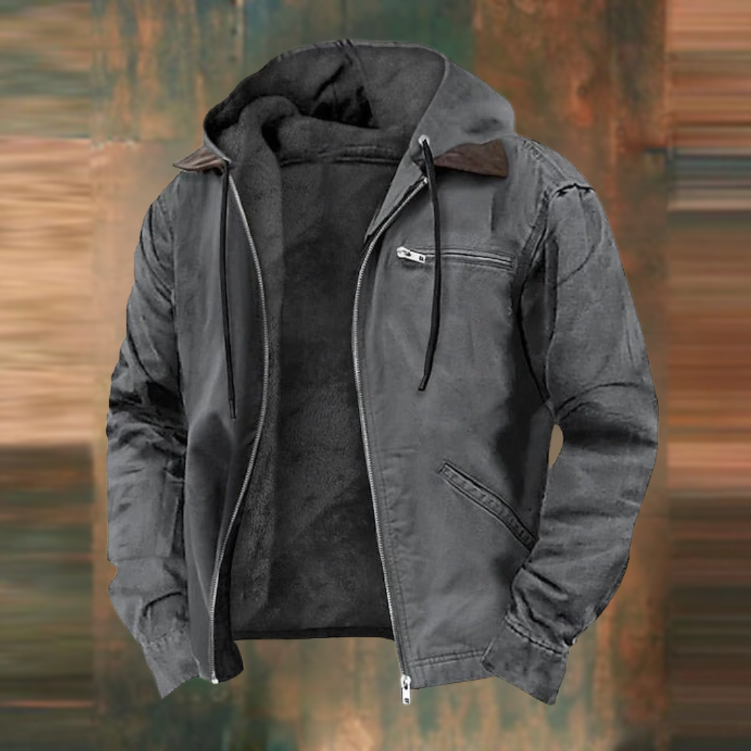 Tough Men's Hooded Leather Bomber Jacket