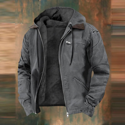 Tough Men's Hooded Leather Bomber Jacket