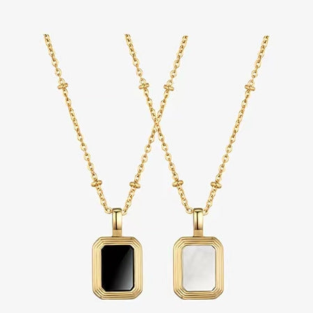 Classic Double Sided Silver Gold Pendant Necklace - Pexav