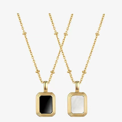 Classic Double Sided Silver Gold Pendant Necklace - Pexav