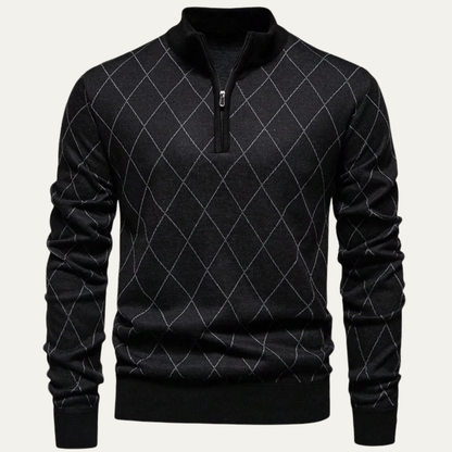 Classic Men's Black Crew Neck Knit Sweater - Nocini