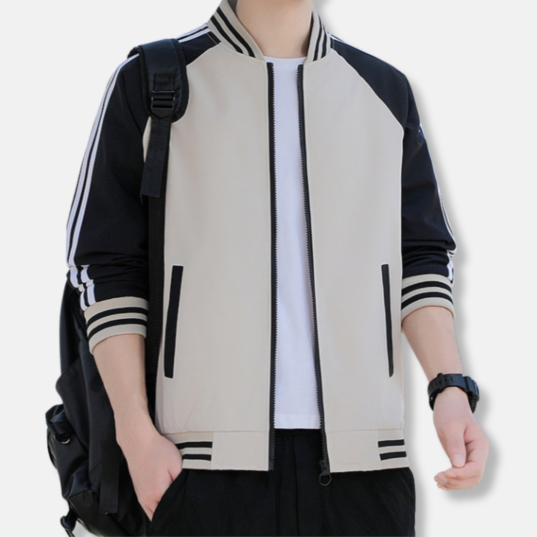 Casual Mens Bomber Jacket Lightweight Ribbed Trim - Nocini