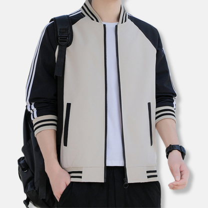 Casual Mens Bomber Jacket Lightweight Ribbed Trim - Nocini