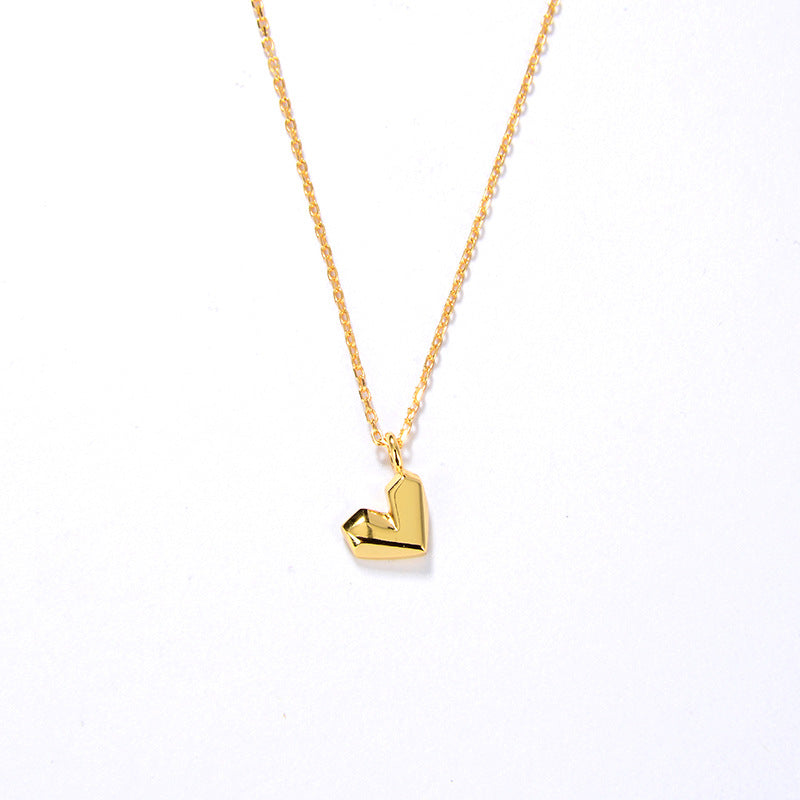 Lovely Silver Gold Heart Pendant Necklace - Pexav