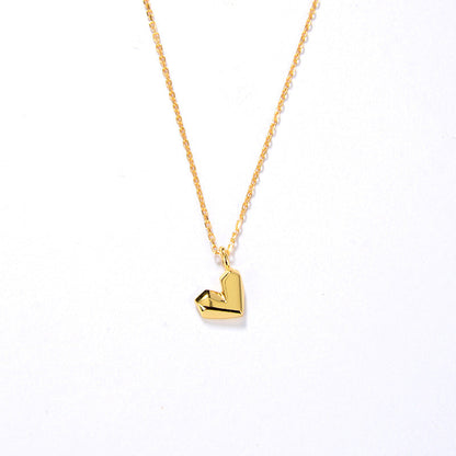 Lovely Silver Gold Heart Pendant Necklace - Pexav