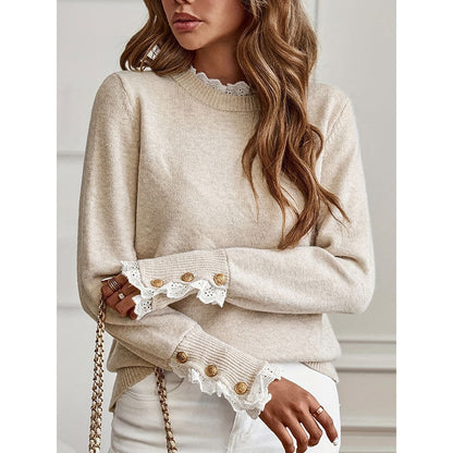 Casual Fit Cable Knit Sweater | Soft Lace Detail Sweater